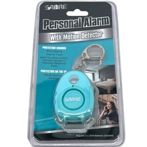 Sabre Personal Alarm with Motion Detector Cool Blue Color Indoors & Travel